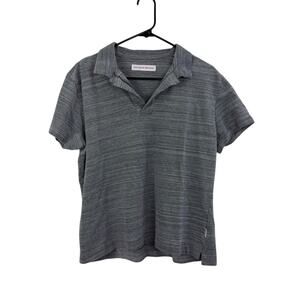 Orlebar Brown Polo Shirt Mens XL Gray Short Sleeve V Neck Collar Resort Travel *